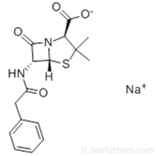 Sel de sodium de l&#39;acide 3-thia-1-azabicyclo [3.2.0] heptane-2-carboxylique, 3,3-diméthyl-7-oxo-6 - [(2-phénylacétyl) amino] - (2S, 5R, 6R) - (1: 1) CAS 69-57-8